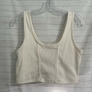 Cream Ribbed Women's Top